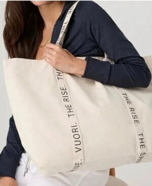 Vuori The Rise The Shine Natural/Cream Canvas Oversized Reusable Tote Bag